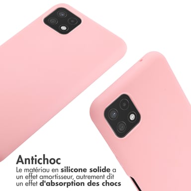 imoshion Coque en silicone avec cordon pour Samsung Galaxy A22 (5G) - Rose