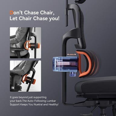 NEWTRAL NT002 Chaise Ergonomique avec Repose-Pieds, Dossier et Têtière Auto-Suivants, Support Lombaire Adaptatif