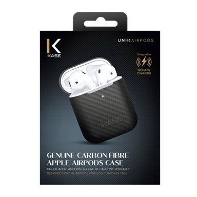 Guscio in vera fibra di carbonio per Apple AirPods, nero satinato