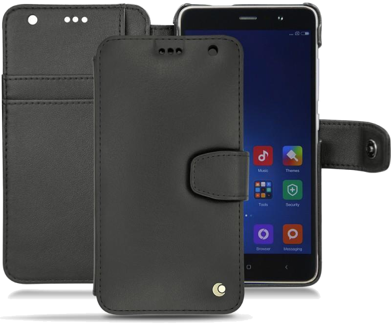 Housse cuir Xiaomi Redmi Note 3 - Rabat horizontal portefeuilleNoir