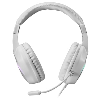 Mars Gaming MH122 Blanco, Cascos Gaming FRGB Over Ear con Micrófono, Sonido HiFi, Cancelación de Sonido, Ultraligeros, PS4 PS5 Xbox Switch Tablet Windows Mac