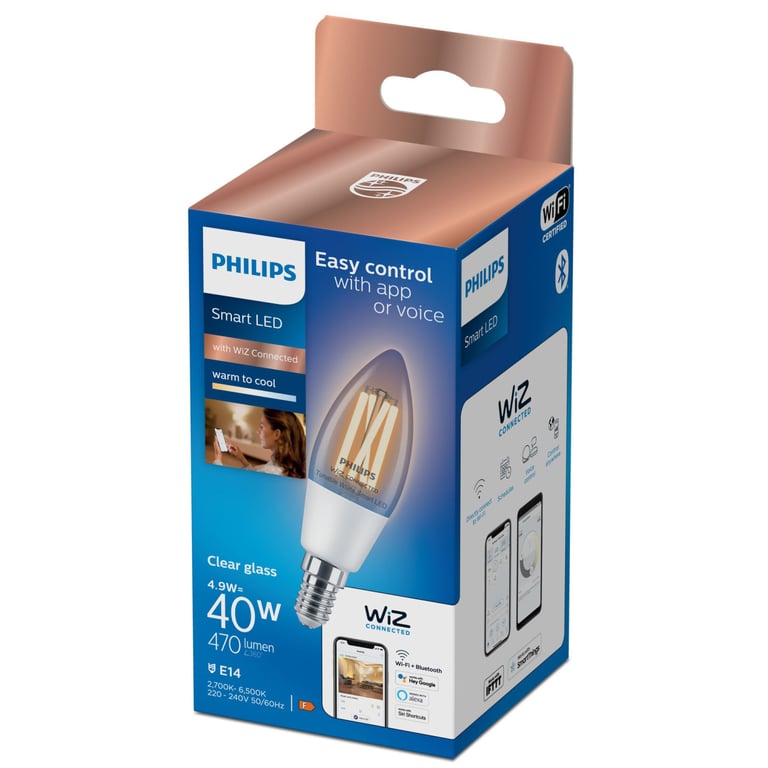 Ampoule LED Connectée Philips 37206100 E14 – Multicolore, Dimmable, Wi-Fi WIZ - vue 5