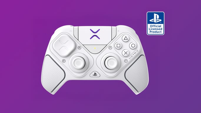 Turtle Beach Victrix Pro BFG Reloaded Blanco Mando modular inalámbrico para PS5 y PS4. Con licencia oficial de PlayStation para jugadores competitivos