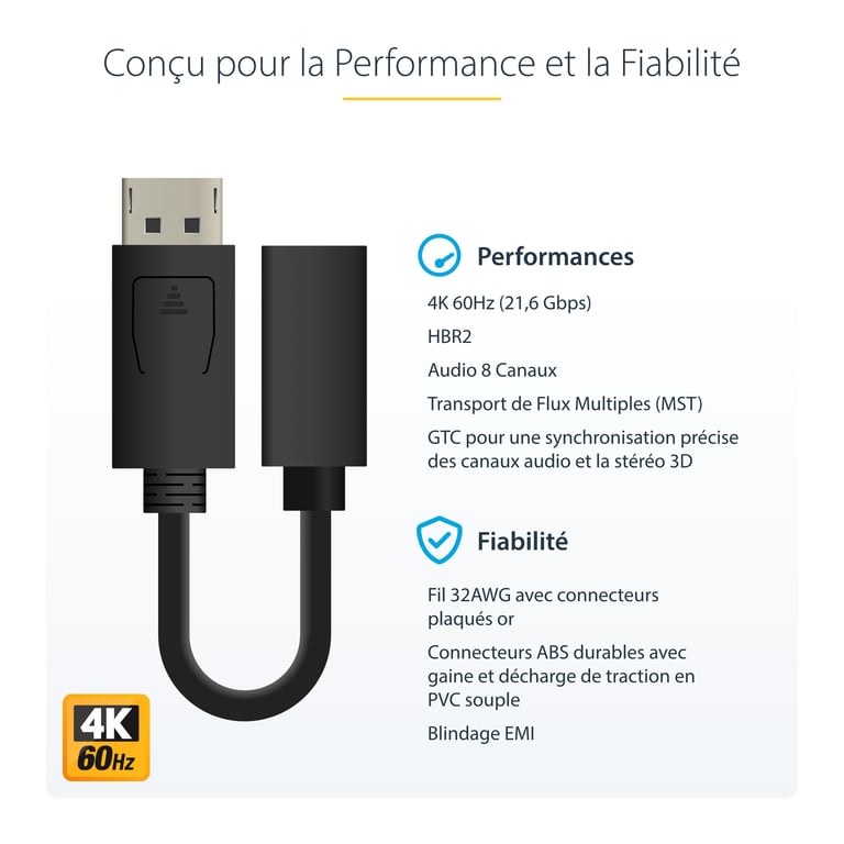 StarTech.com Cavo da DisplayPort a Mini DisplayPort 15 cm - Video UHD 4K x 2K - Cavo adattatore da DP maschio a Mini DisplayPort femmina - Cavo di prolunga da computer DP a monitor mDP 1.2