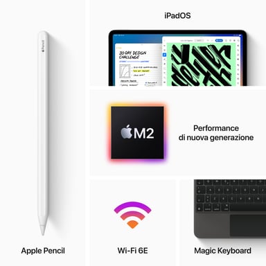 iPad Pro 6e génération 12,9'' Puce M2 (2022), 1 To - Wifi - Argent