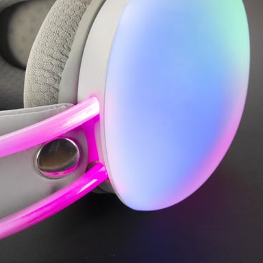 Mars Gaming MH-GLOW Rosa, Auriculares 360° Full Chroma RGB Flow, Micrófono Cancelación de Ruido, Diseño Ultra-ligero, Almohadillas Mempory-Foam, Compatibilidad Universal