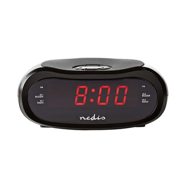 Nedis Despertador Digital LED AM / FM Doble Alarma con Función Snooze Negro