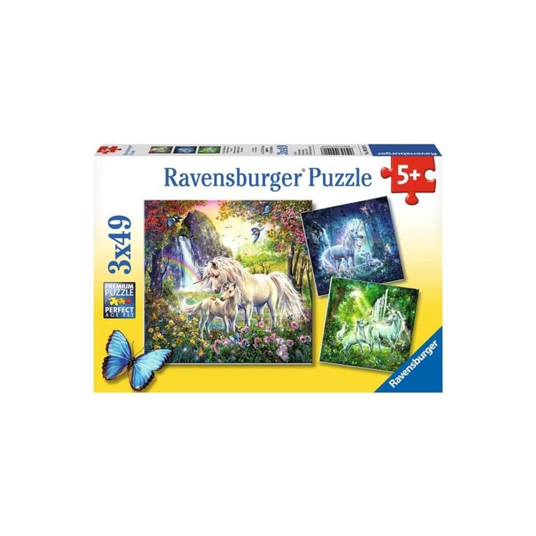 Puzzle 3 x 49 pièces : Les licornes Ravensburger Allemagne - vue 9