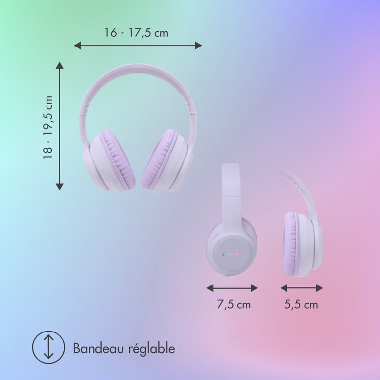 imoshion Casque sans fil pour enfants LED Limiteur de décibels Avec câble AUX / Yellow Neuf - vue 7
