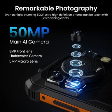 FOSSiBOT F110 Pro 5G, smartphone robuste, 20 Go de RAM + 128 Go de ROM, écran HD+ de 6,745 pouces, batterie 10000 mAh, appareil photo AI 50 MP, NFC et déverrouillage par empreinte digitale et facial -Noir