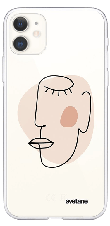 Evetane Coque Apple iPhone 11 silicone transparente Motif Croquis visage ultra resistant
