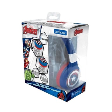 AVENGERS - Cuffia Bluetooth 2 in 1 - Cuffia a filo comoda e pieghevole per bambini con limitazioni sonore - LEXIBOOK