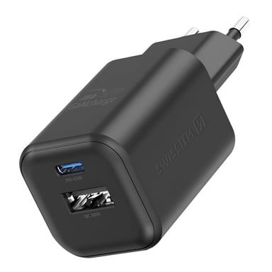 Chargeur Secteur USB C GaN 45W + USB 18W Charge Rapide Design Compact Noir