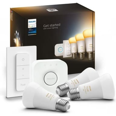 PHILIPS Hue White Ambiance Starter kit bombilla LED conectada - E27 x3 y mando a distancia Hue