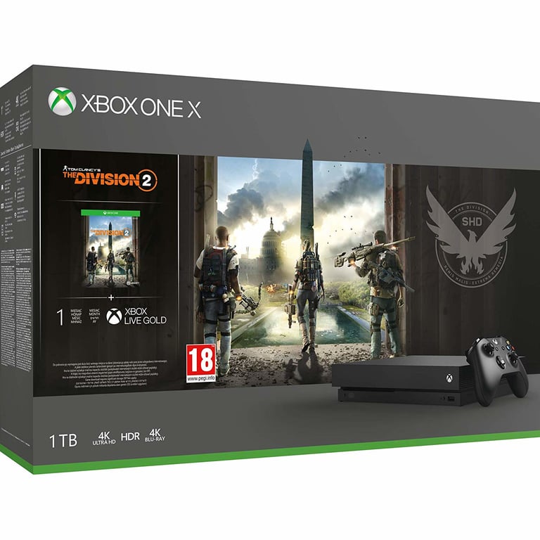 Microsoft Xbox One X + Tom Clancy's The Division 2 1 To Wifi Noir - Neuf