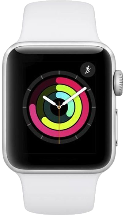 Watch Series 3 GPS, 38mm Boîtier en aluminium argenté avec bracelet de sport blanc