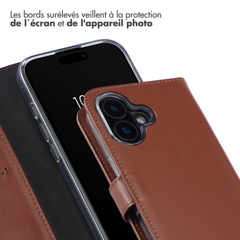 Selencia Étui de téléphone portefeuille en cuir véritable pour Apple iPhone 16 Neuf - vue 2