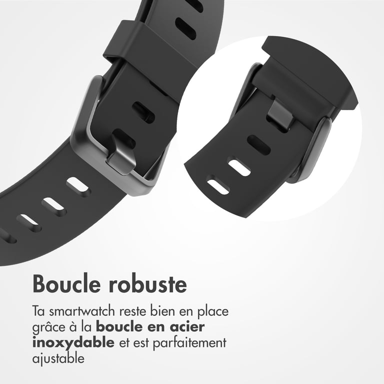 imoshion Bracelet silicone pour Fitbit Versa / Versa 2 / Versa Lite - Taille L - Noir - Neuf