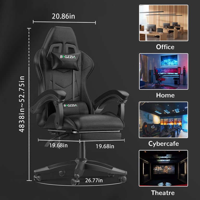 Chaise de jeu réglable en hauteur avec repose pieds et coussin lombaire Neuf - vue 9