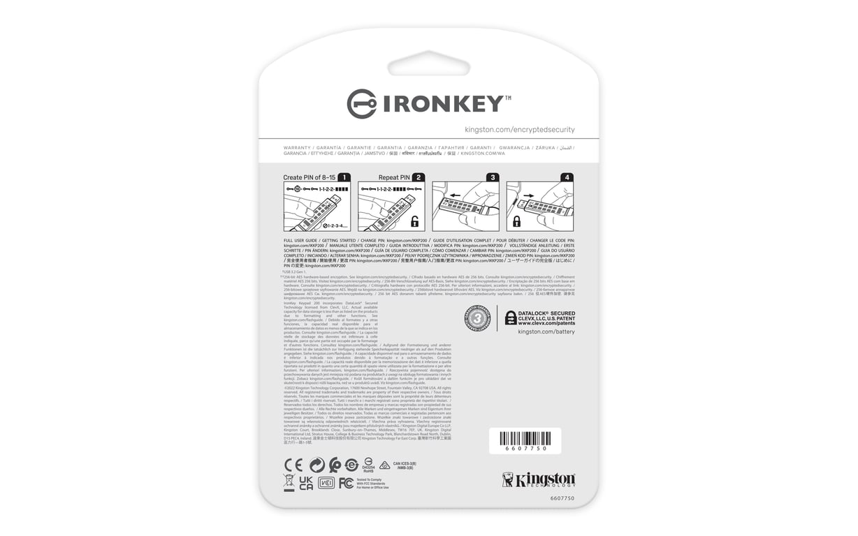 Kingston Technology IronKey Keypad 200 de 32 Go, FIPS 140-3 niveau 3 (en attente), chiffrement AES-256 - Neuf