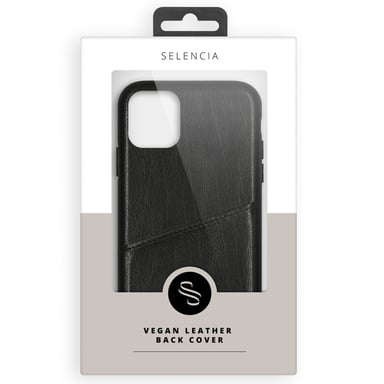 Selencia Coque arrière en cuir végan Vayu pour Apple iPhone 12 (Pro) - Noir