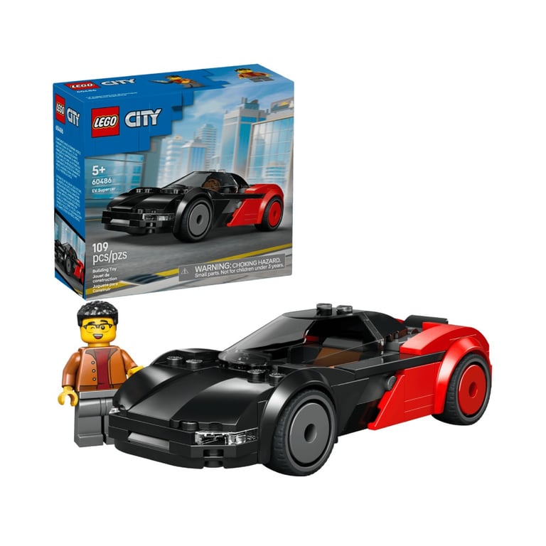 Voiture de sport électrique LEGO City 60486 EV Supercar 109 pièces Rouge Noir Gris - Neuf