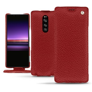 Housse cuir Sony Xperia 1 -  - Rouge - Cuir grainé
