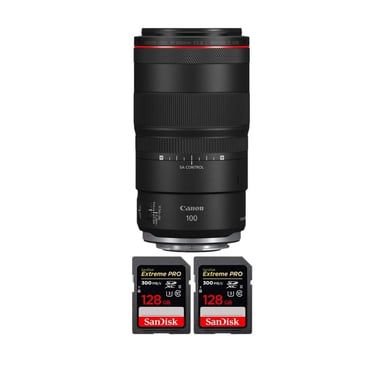 Objetivo Canon RF 100mm f/2.8L Macro IS USM + 2 SanDisk 128GB Extreme PRO UHS-II + Ebook ''20 consejos para fotos que impactan''