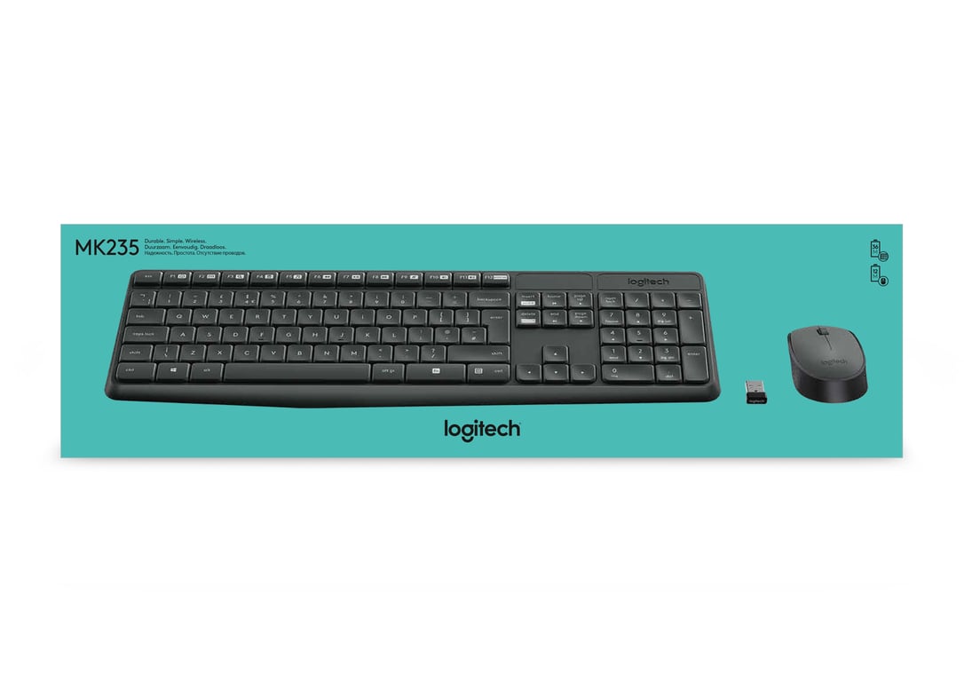 Logitech MK235 clavier Souris incluse Maison USB QWERTY Espagnole Gris - Excellent état