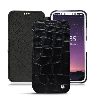 Funda de piel Apple iPhone X - Solapa horizontal - Negro - Cueros especiales