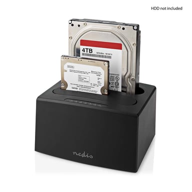 Nedis HDDUDB3210BK base de conexión para disco duro USB 3.2 Gen 1 (3.1 Gen 1) Type-A Negro