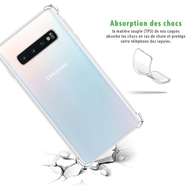 EVETANE Coque Samsung Galaxy S10 Antichoc Silicone + 2 Vitres en verre trempé Protection écran