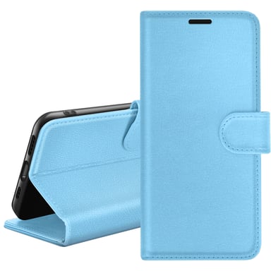 Zanaé Funda tipo cartera para Realme 8i / Narzo 50 con soporte y lengüeta Bleu ciel
