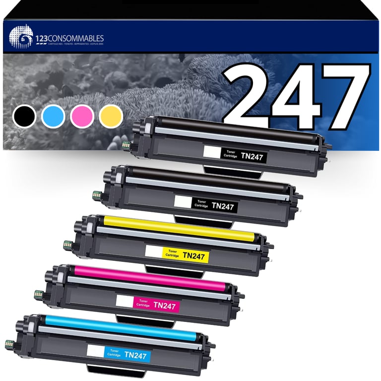 Pack 5 toners compatibles BROTHER TN 247 Neuf