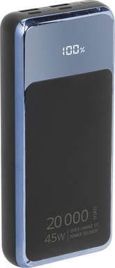 Rivacase Powerbank 20000mAh 2 USB-A/USB-C/Laptop QC 3.0/PD 45W con pantalla digital Negro