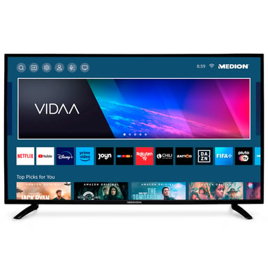 MEDION X14315 - LCD Smart TV VIDAA - UHD 4K - 43'' (108 cm) - HDR - Bluetooth - HD Triple Tuner - CI+ - 3x HDMI - 2x USB - Noir