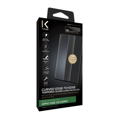 Protezione dello schermo in vetro temperato da bordo a bordo per OPPO Find X2/X2 Pro, nero