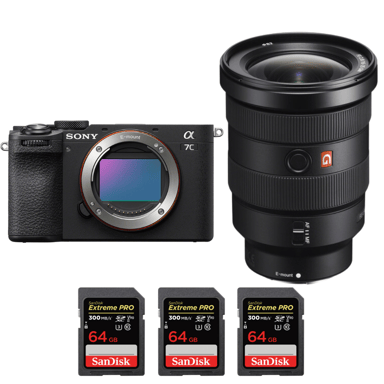 Appareil photo hybride Sony A7C II Noir + FE 16-35mm f/2.8 GM + 3 SanDisk 64GB Extreme PRO UHS-II + Ebook ''20 astuces pour des images qui claquent''