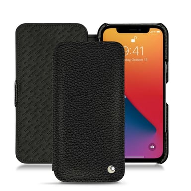 Funda de piel Apple iPhone 13 Pro - Solapa horizontal - Negro - Piel granulada