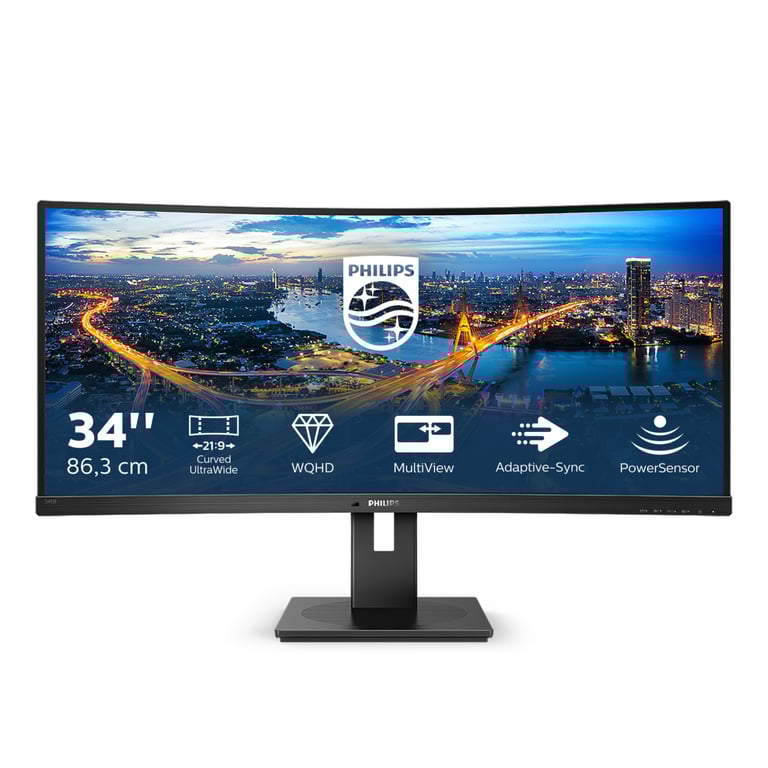 Philips Moniteur incurvé 345B1C 86 cm 34 Pouces HDMI DisplayPort hub USB 3440 x 1440 100 Hz FreeSync Temps de réponse de 5 ms - vue 9