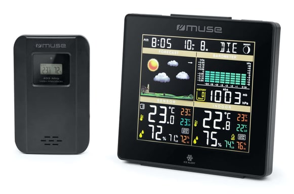Muse M-085 WS estación meteorológica digital Negro LCD CC/Batería