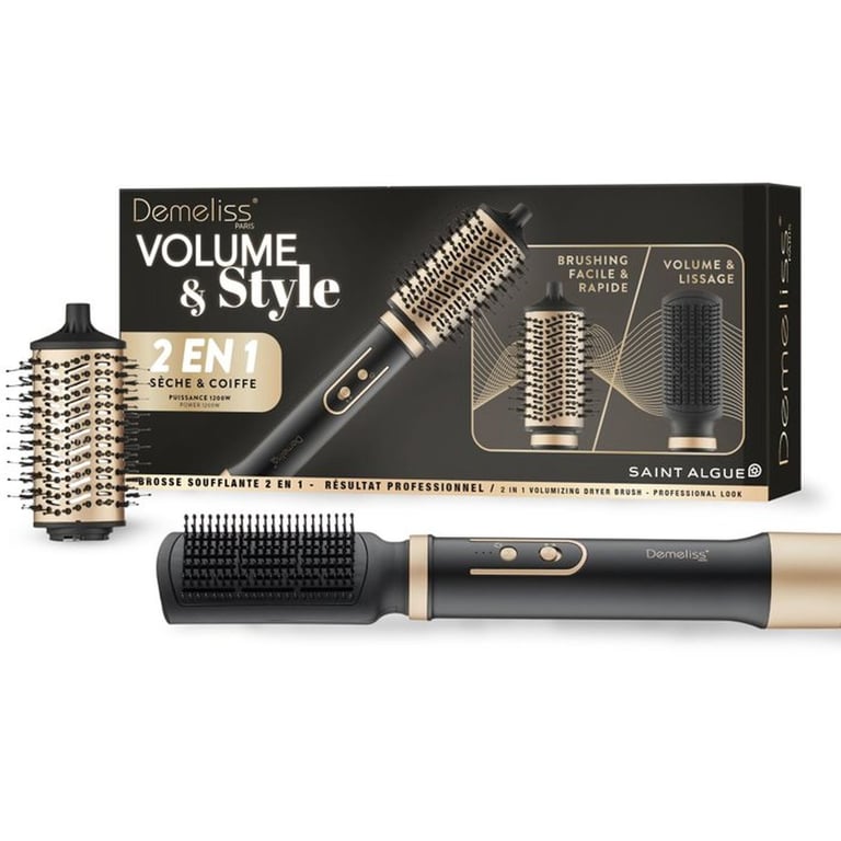 Brosse soufflante 2 en 1 SAINT ALGUE Demeliss Volume & Style 3 températures / Or - vue 2