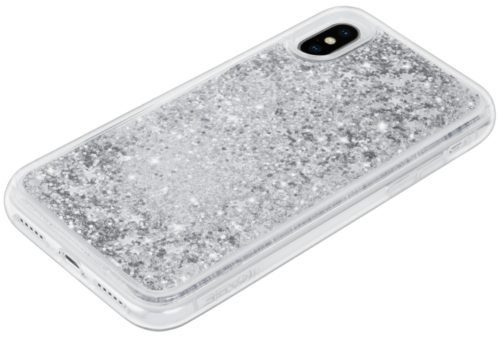Funda Bling Bling Glitter Hybrid para Apple iPhone X/XS, Silver Galaxy