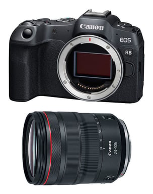 Canon EOS R8 + RF 24-105mm f/4L IS USM MILC 24,2 MP CMOS 6000 x 4000 pixels Noir - Neuf