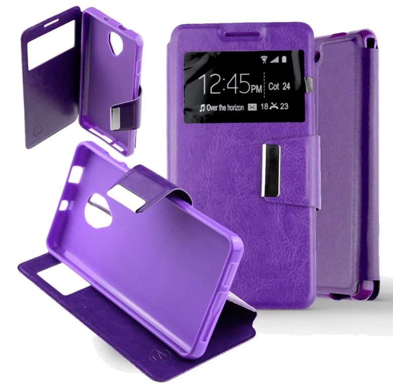 Etui Folio compatible Violet Alcatel One Touch Pop Up