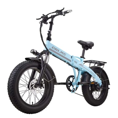 Bicicleta eléctrica plegable ORLMS S9F, batería extraíble de 48 V y 13 Ah, neumáticos anchos de 20'' × 4.0 - azul