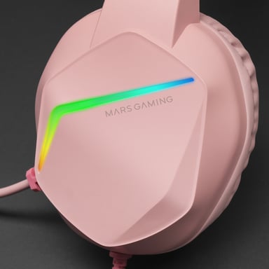 Mars Gaming MH122 Rosa, Cascos Gaming FRGB Over Ear con Micrófono, Sonido HiFi, Cancelación de Sonido, Ultraligeros, PS4 PS5 Xbox Switch Tablet Windows Mac