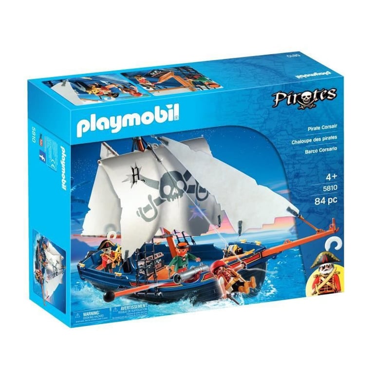 PLAYMOBIL 5810 Chaloupe des pirates avec canon Flotte dans 'eau 3 personnages 84 pièces Les pirates Dès - vue 7