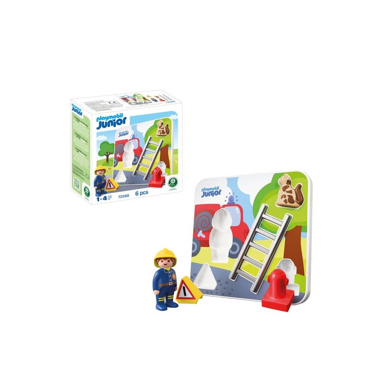 PLAYMOBIL Junior 72088 Puzzle pompiers 6 pièces Motricité fine 1+ - Neuf