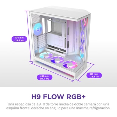 NZXT H9 Flow RGB+ Midi Tower Blanco